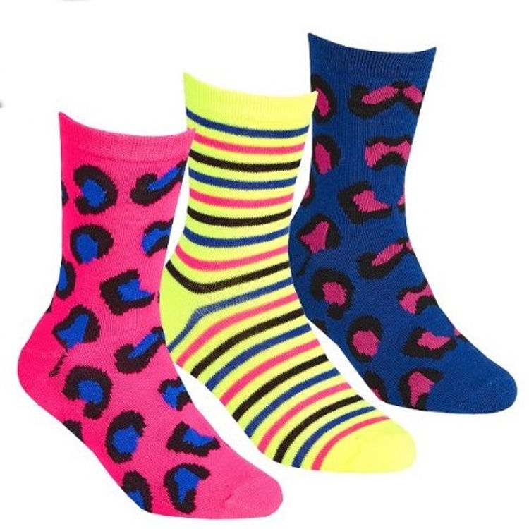 Picture of 43B676-Girls Novelty Printed Crew Socks Grey- 3 Pairs